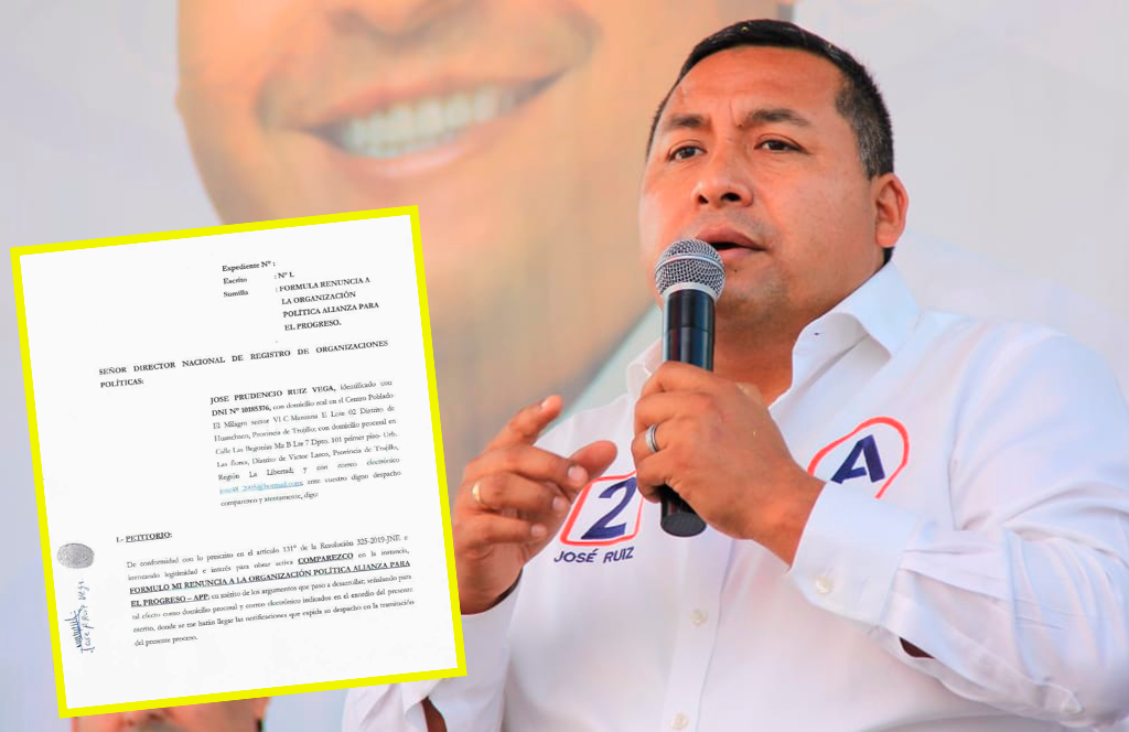 José Ruiz Vega renuncia a la militancia de Alianza Para el Progreso